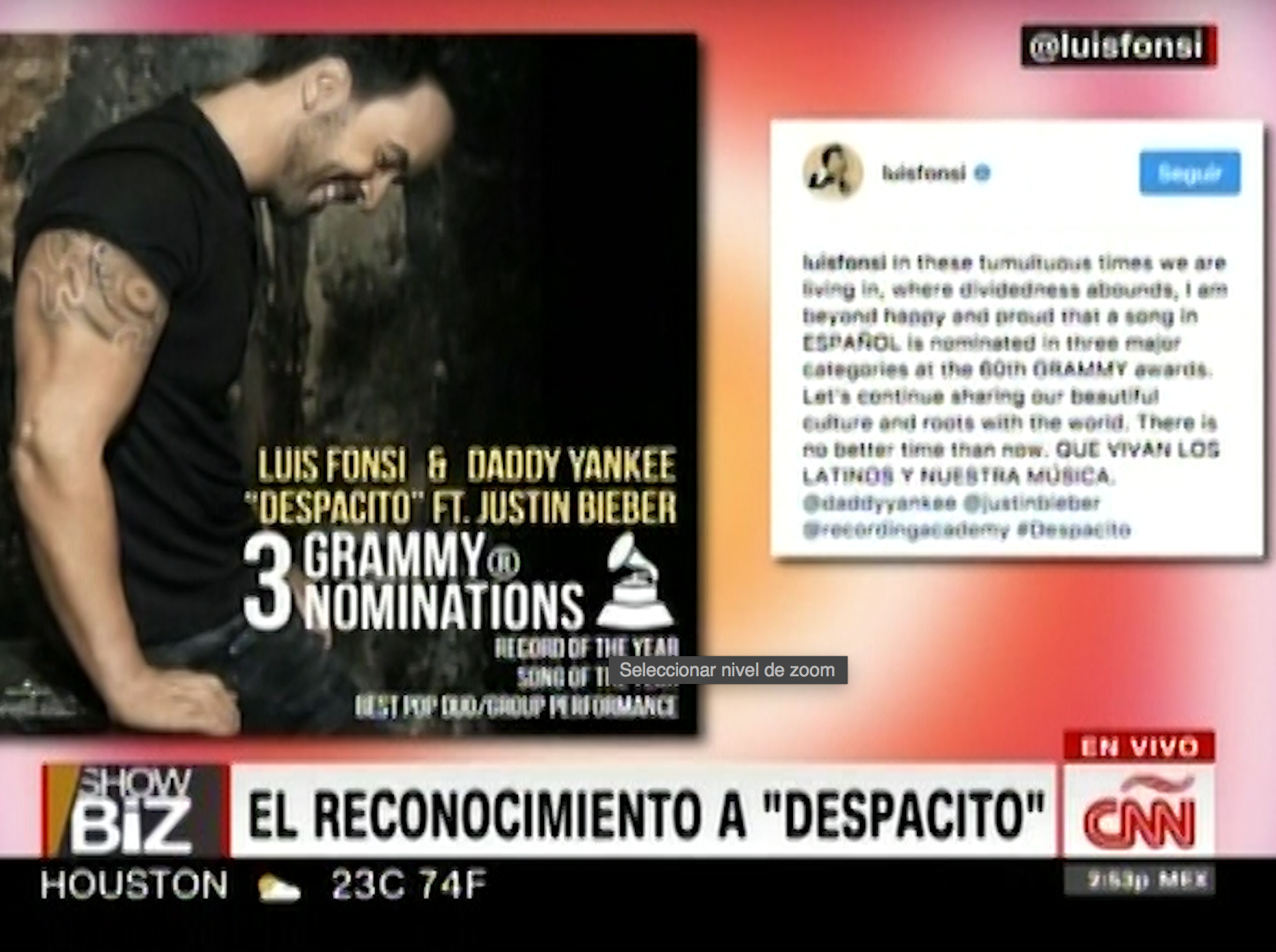 Luis Fonsi Recibe Tres Nominaciones Al Grammy Por Despacito, En Las Categorías Más Importantes