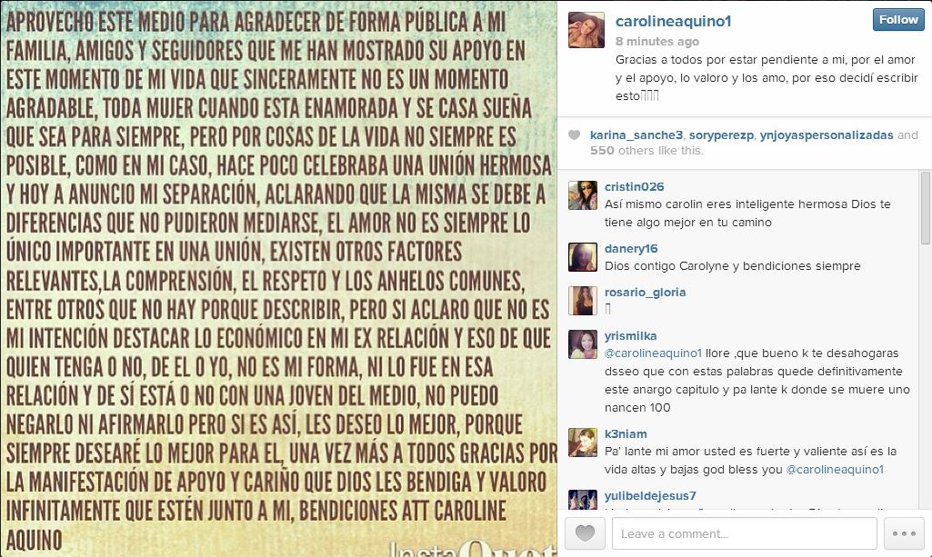 Carolyne Aquino Se Desahoga Y Habla De Su Divorcio En Instagram #Foto